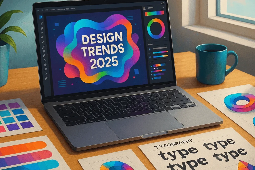 Ilustración sobre tendencias de diseño gráfico 2025